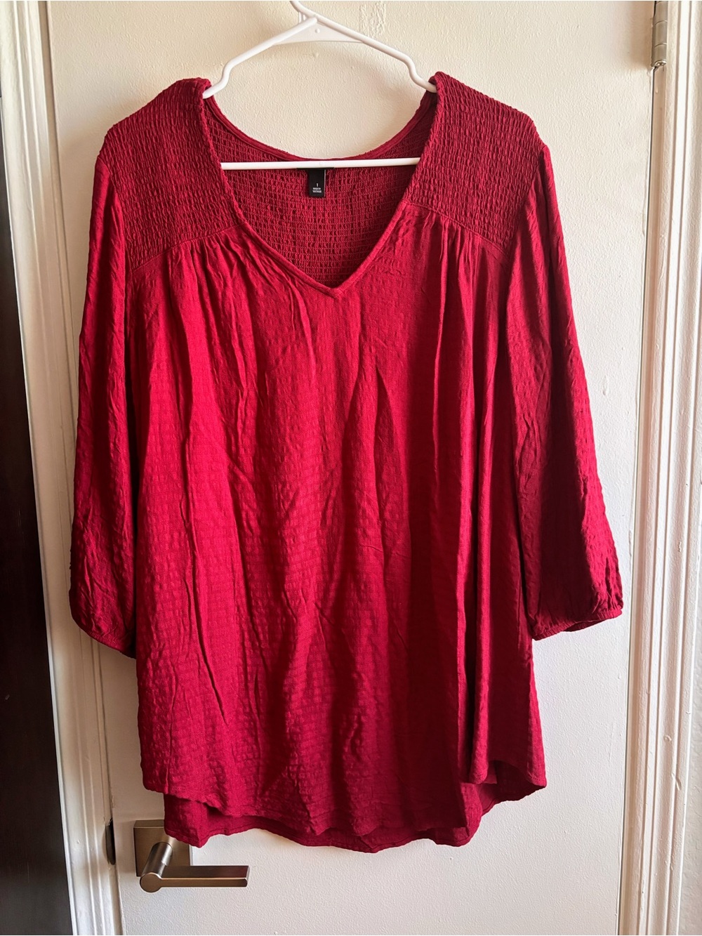 Torrid Deep Red V-Neck Peasant Tunic